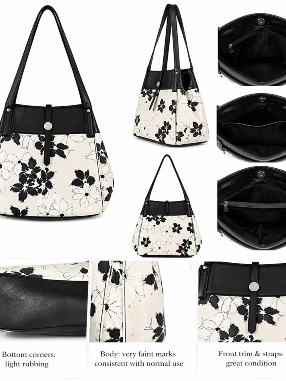 Chaps Black & White Floral Shoulder Bag women’s purse, feminine bag